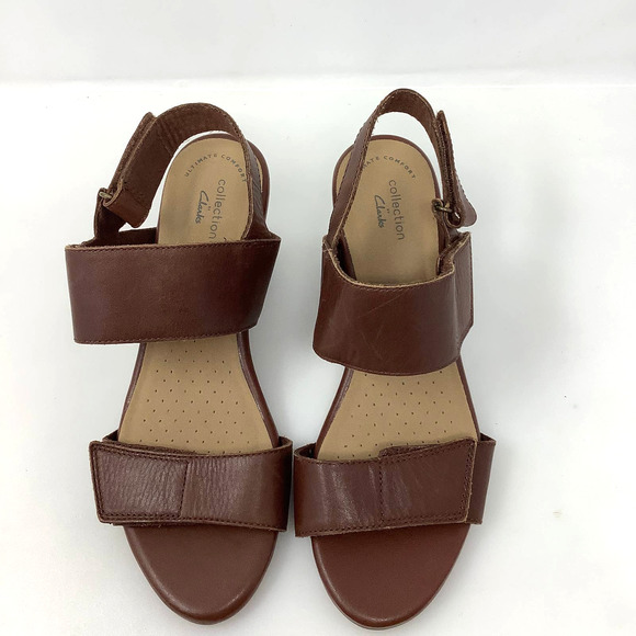 Clarks Collection Lorene Bright Wedge Sandal in Tan Leather Size‎ 10 New - Picture 4 of 6